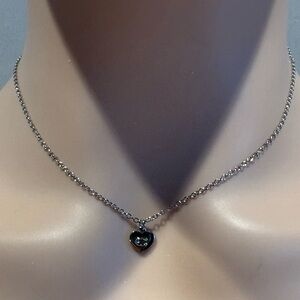 Coach Signature C Puffy Heart Pendant Necklace - Silver Tone - New With Tags